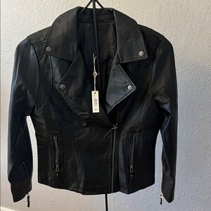 Max Studio Black Leather Moto Jacket